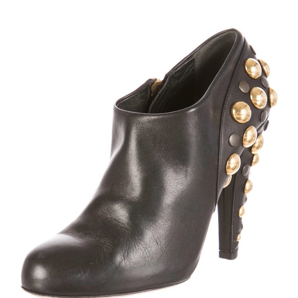GUCCI Black Leather Babouska Studded Embellished Ankle Booties Size 7 (37)
